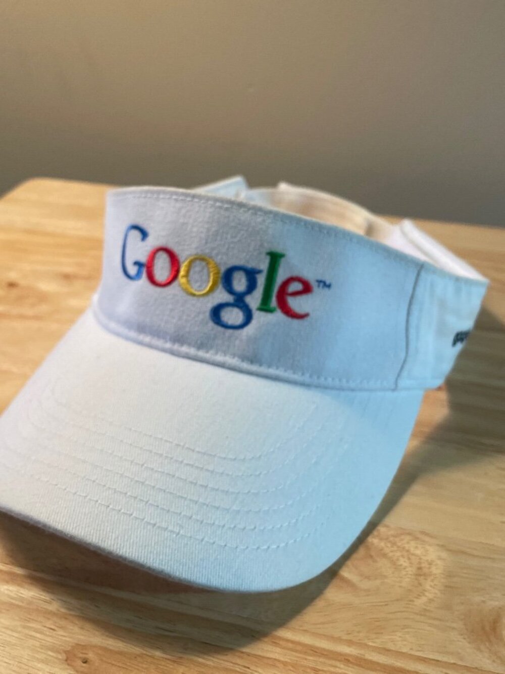 Google White Visor Golf Tennis Hat Multicolor Logo Adjustable Cotton
